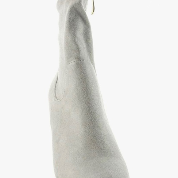 Grey Suede Chunky Block Heel Sock Booties - Picture 10 of 12